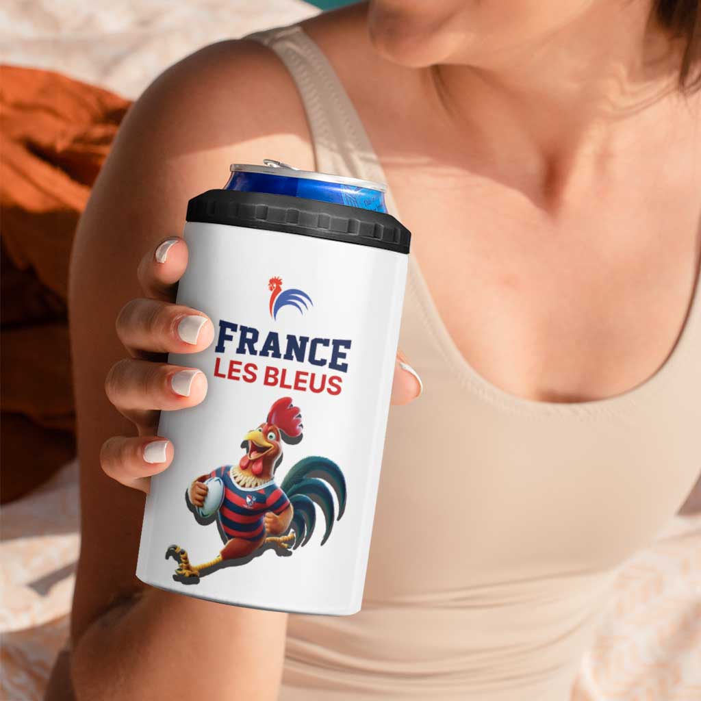 France Rugby Custom 4 in 1 Can Cooler Tumbler Come on Les Bleus White Style