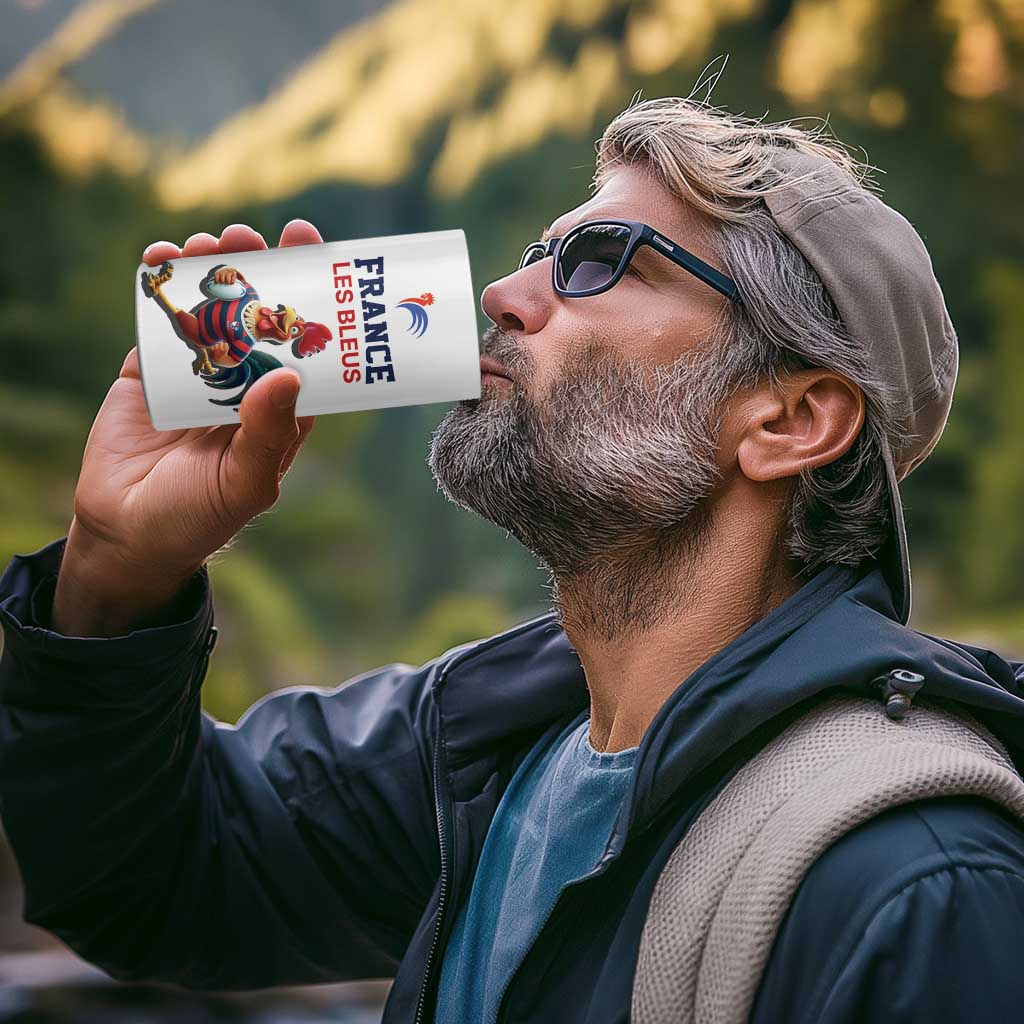 France Rugby Custom 4 in 1 Can Cooler Tumbler Come on Les Bleus White Style