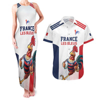 France Rugby Custom Couples Matching Tank Maxi Dress and Hawaiian Shirt Come on Les Bleus White Style