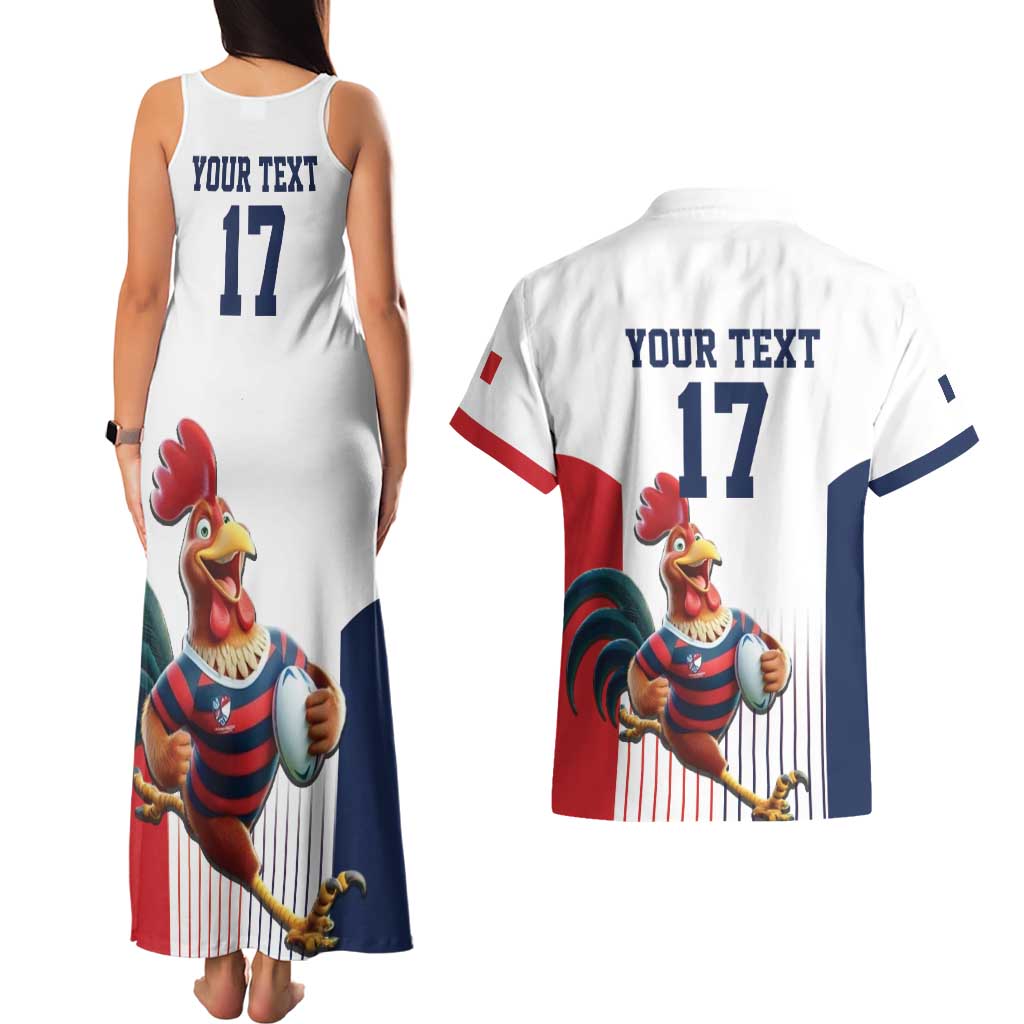 France Rugby Custom Couples Matching Tank Maxi Dress and Hawaiian Shirt Come on Les Bleus White Style