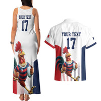 France Rugby Custom Couples Matching Tank Maxi Dress and Hawaiian Shirt Come on Les Bleus White Style