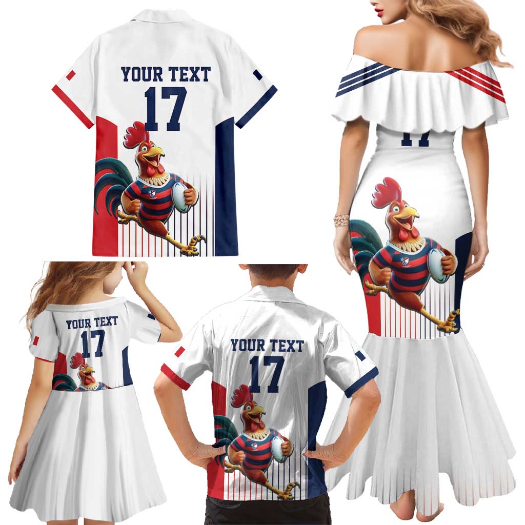 France Rugby Custom Family Matching Mermaid Dress and Hawaiian Shirt Come on Les Bleus White Style