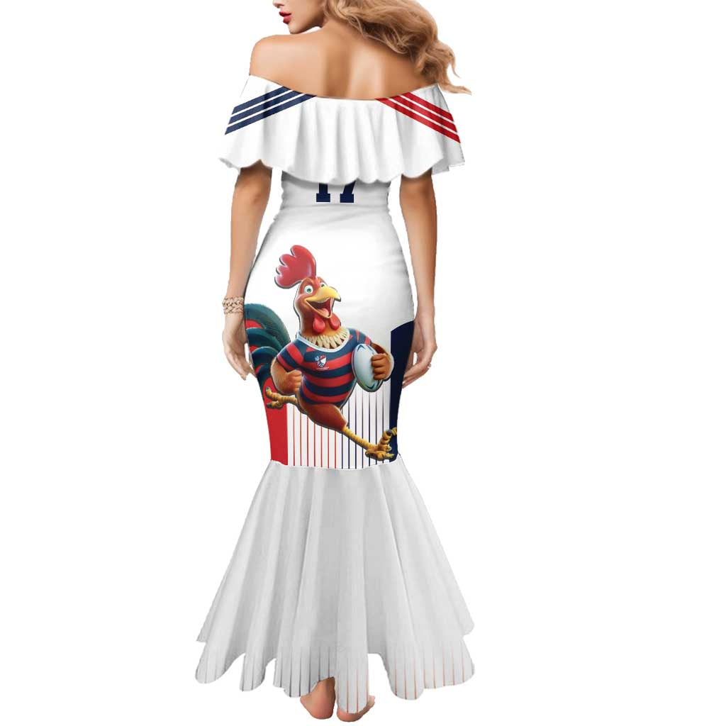 France Rugby Custom Family Matching Mermaid Dress and Hawaiian Shirt Come on Les Bleus White Style