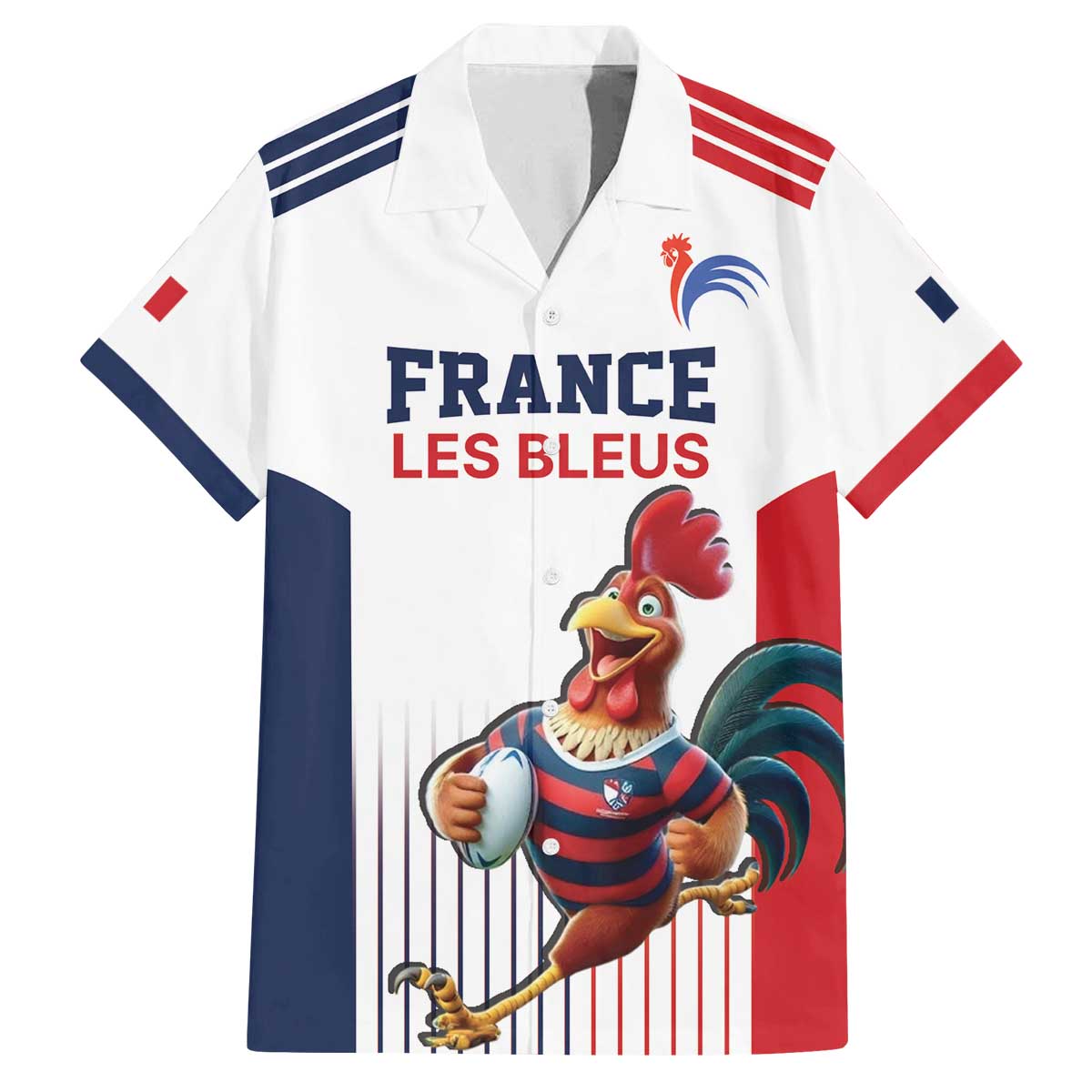 France Rugby Custom Family Matching Off The Shoulder Long Sleeve Dress and Hawaiian Shirt Come on Les Bleus White Style
