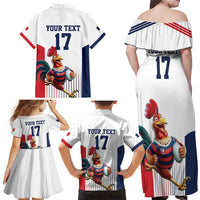 France Rugby Custom Family Matching Off Shoulder Maxi Dress and Hawaiian Shirt Come on Les Bleus White Style