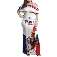 France Rugby Custom Family Matching Off Shoulder Maxi Dress and Hawaiian Shirt Come on Les Bleus White Style
