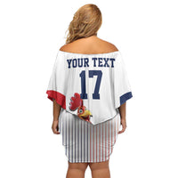 France Rugby Custom Family Matching Off Shoulder Short Dress and Hawaiian Shirt Come on Les Bleus White Style