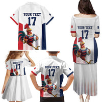 France Rugby Custom Family Matching Puletasi and Hawaiian Shirt Come on Les Bleus White Style