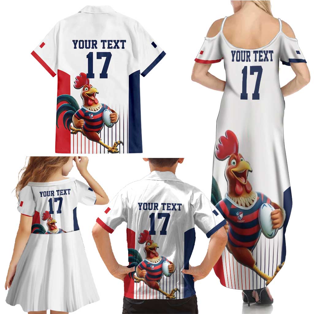France Rugby Custom Family Matching Summer Maxi Dress and Hawaiian Shirt Come on Les Bleus White Style