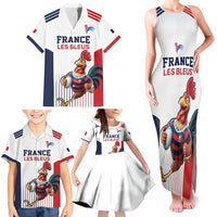 France Rugby Custom Family Matching Tank Maxi Dress and Hawaiian Shirt Come on Les Bleus White Style