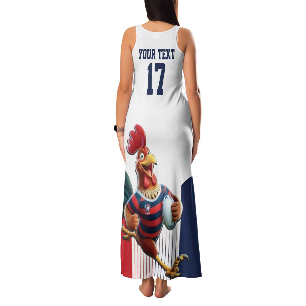 France Rugby Custom Family Matching Tank Maxi Dress and Hawaiian Shirt Come on Les Bleus White Style