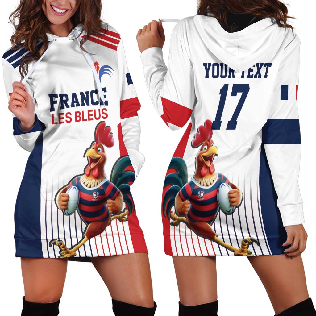 France Rugby Custom Hoodie Dress Come on Les Bleus White Style