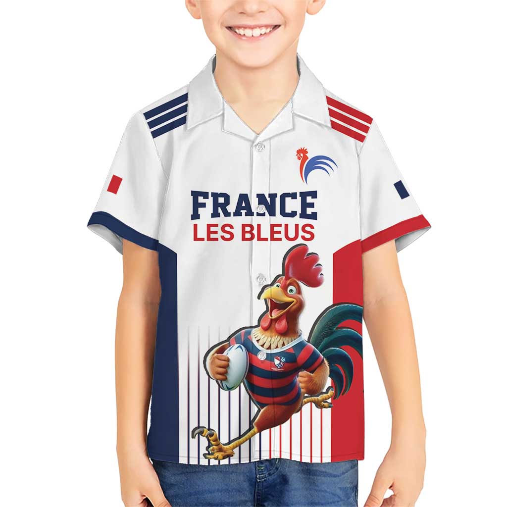 France Rugby Custom Kid Hawaiian Shirt Come on Les Bleus White Style