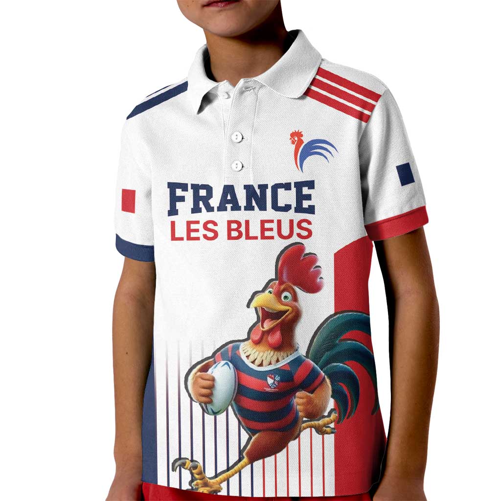 France Rugby Custom Kid Polo Shirt Come on Les Bleus White Style