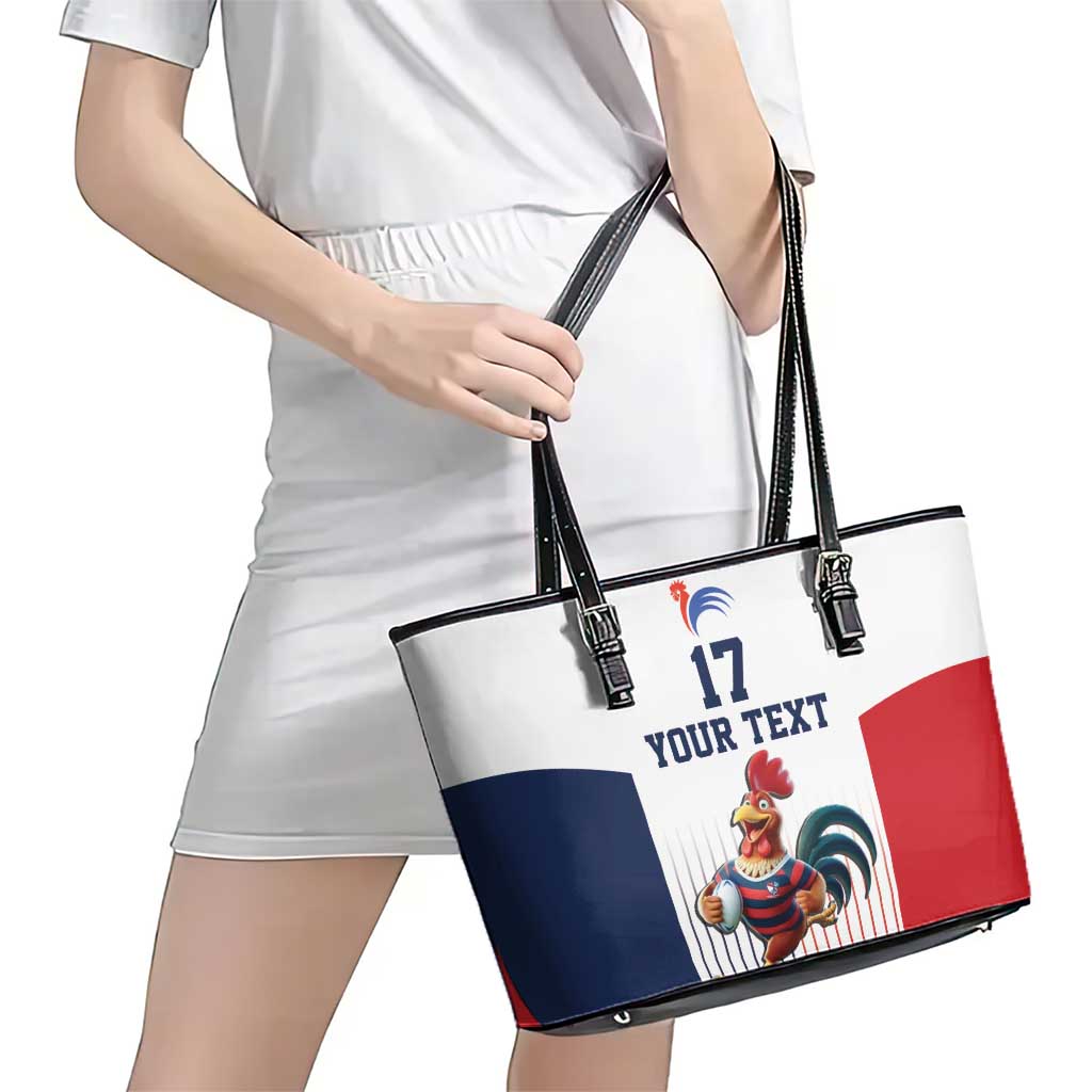 France Rugby Custom Leather Tote Bag Come on Les Bleus White Style