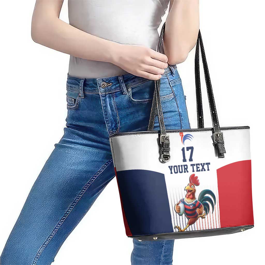 France Rugby Custom Leather Tote Bag Come on Les Bleus White Style