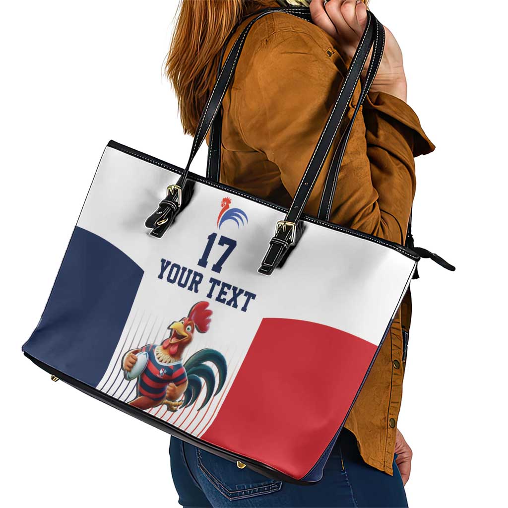 France Rugby Custom Leather Tote Bag Come on Les Bleus White Style