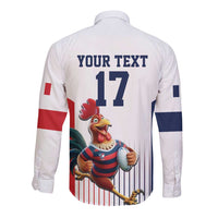 France Rugby Custom Long Sleeve Button Shirt Come on Les Bleus White Style