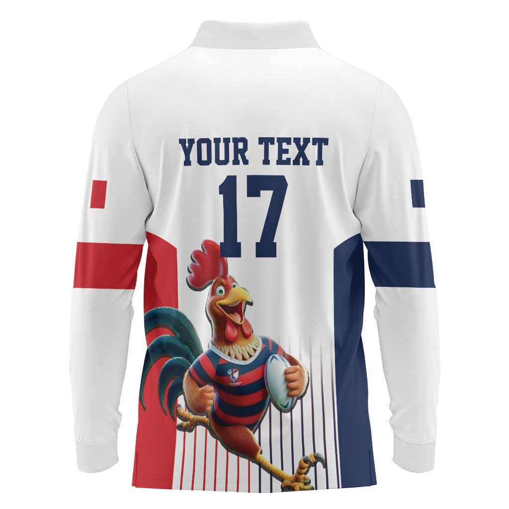 France Rugby Custom Long Sleeve Polo Shirt Come on Les Bleus White Style