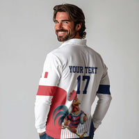 France Rugby Custom Long Sleeve Polo Shirt Come on Les Bleus White Style
