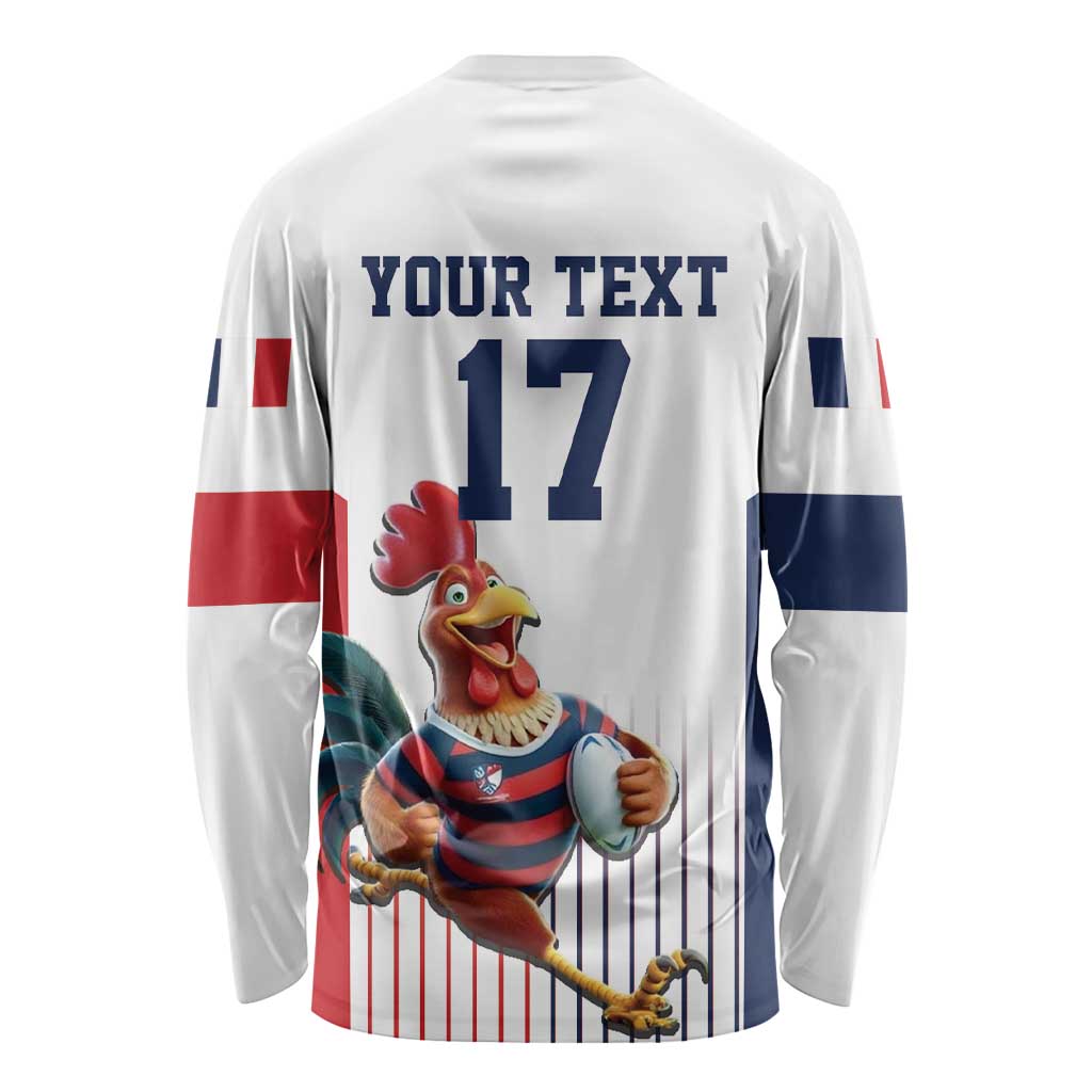 France Rugby Custom Long Sleeve Shirt Come on Les Bleus White Style