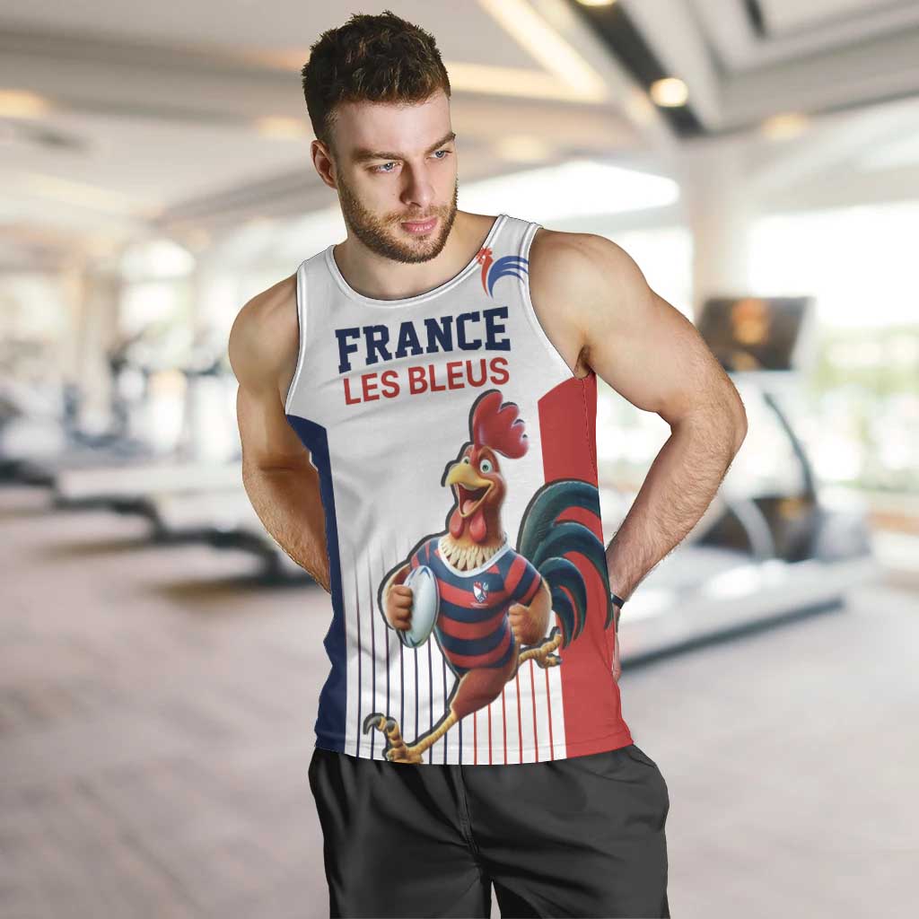 France Rugby Custom Men Tank Top Come on Les Bleus White Style