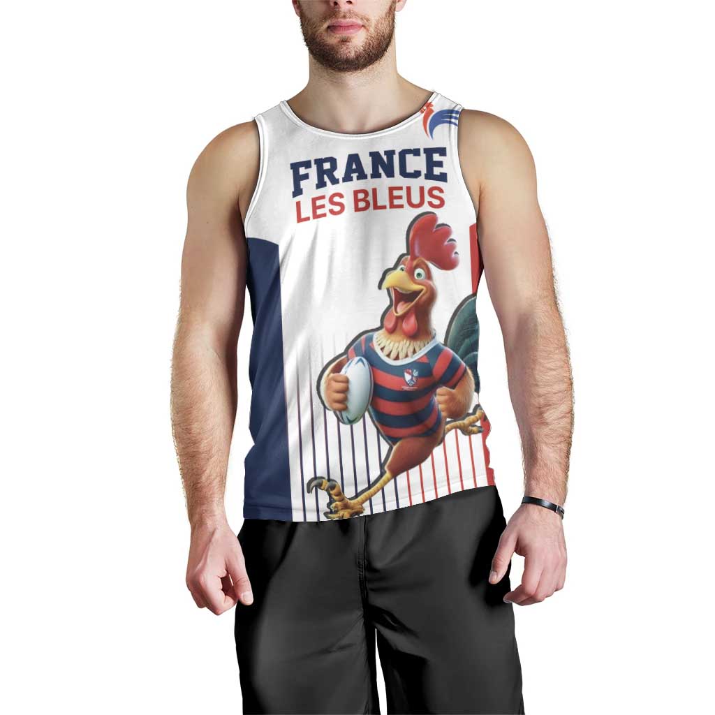France Rugby Custom Men Tank Top Come on Les Bleus White Style