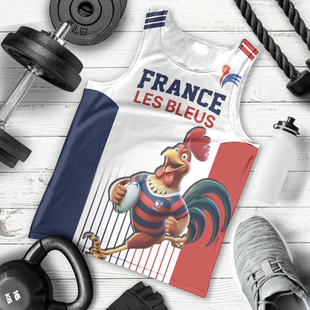 France Rugby Custom Men Tank Top Come on Les Bleus White Style