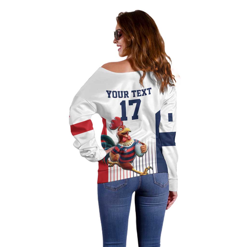 France Rugby Custom Off Shoulder Sweater Come on Les Bleus White Style