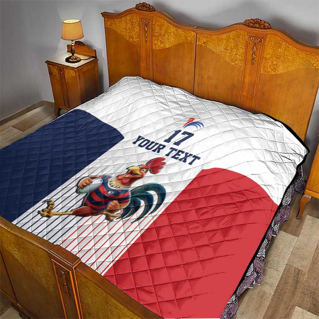 France Rugby Custom Quilt Come on Les Bleus White Style