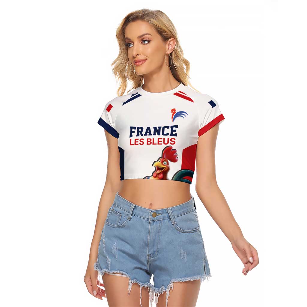 France Rugby Custom Raglan Cropped T Shirt Come on Les Bleus White Style