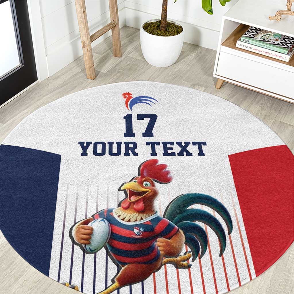 France Rugby Custom Round Carpet Come on Les Bleus White Style