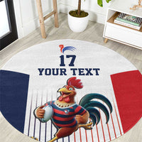 France Rugby Custom Round Carpet Come on Les Bleus White Style