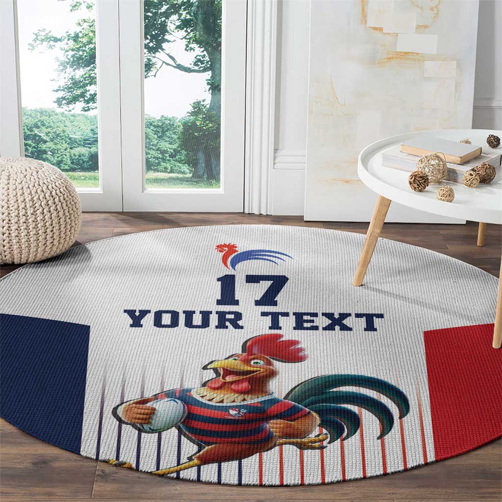 France Rugby Custom Round Carpet Come on Les Bleus White Style