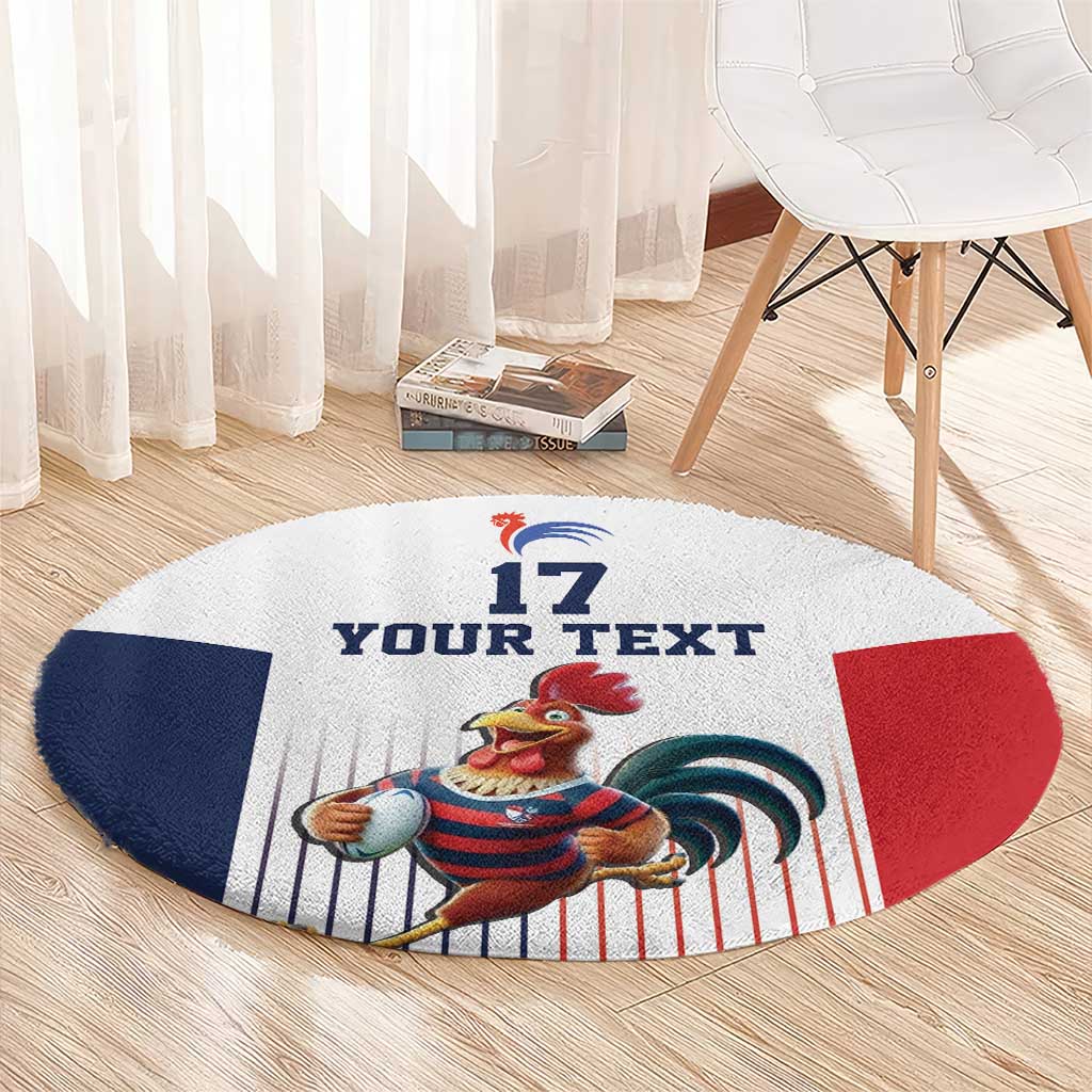 France Rugby Custom Round Carpet Come on Les Bleus White Style