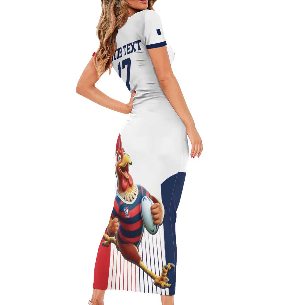 France Rugby Custom Short Sleeve Bodycon Dress Come on Les Bleus White Style