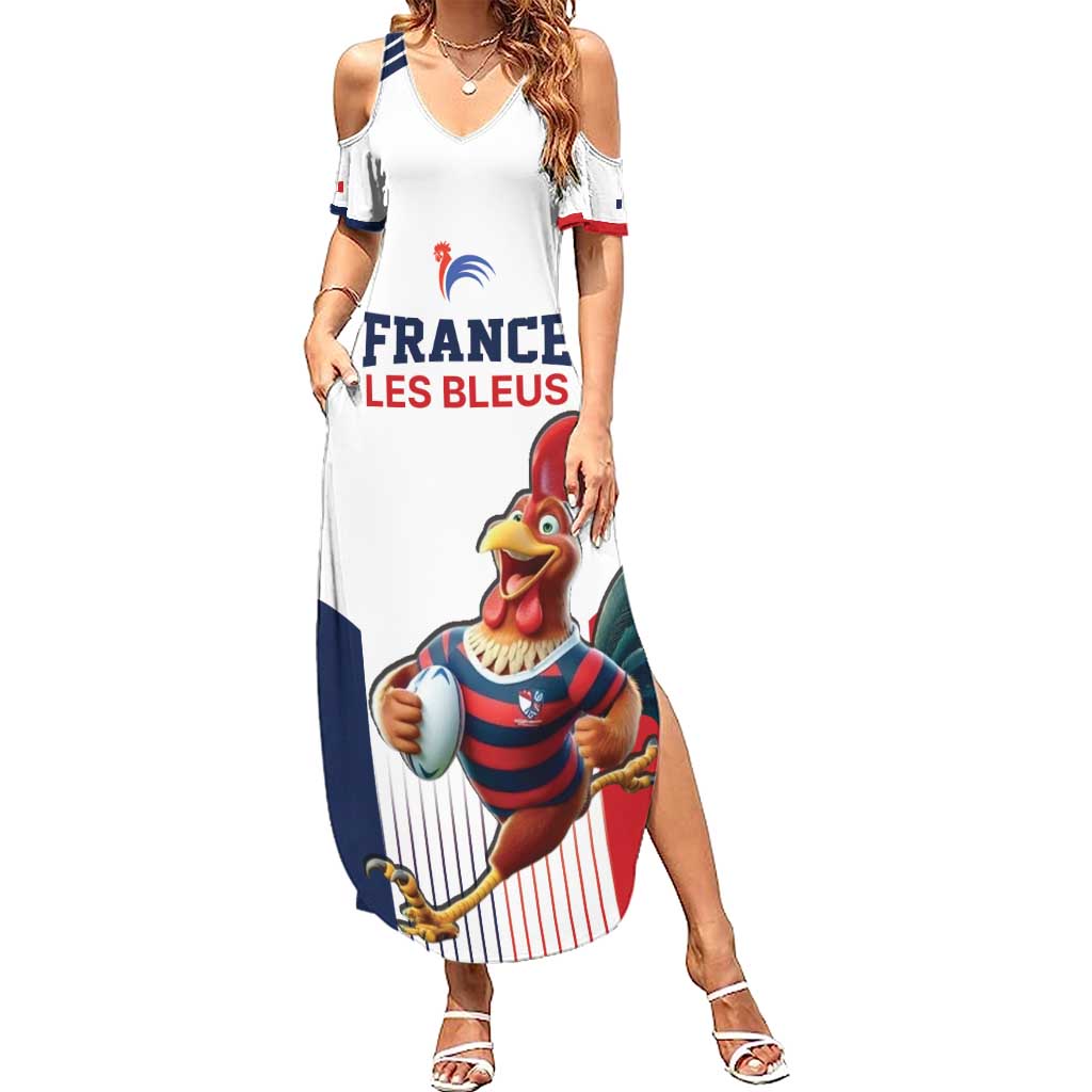 France Rugby Custom Summer Maxi Dress Come on Les Bleus White Style