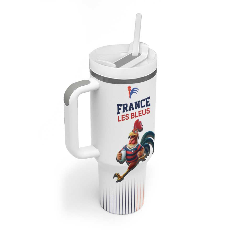 France Rugby Custom Tumbler With Handle Come on Les Bleus White Style