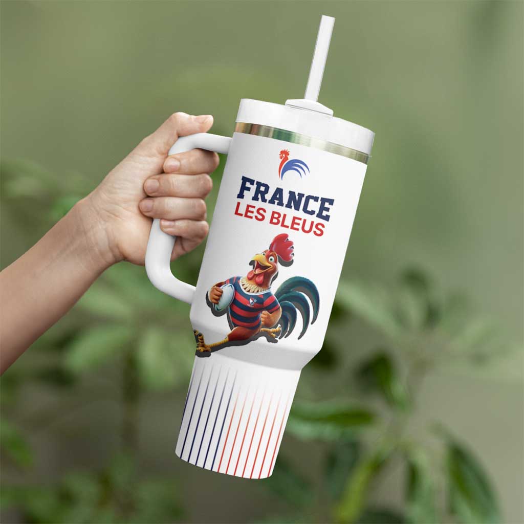 France Rugby Custom Tumbler With Handle Come on Les Bleus White Style