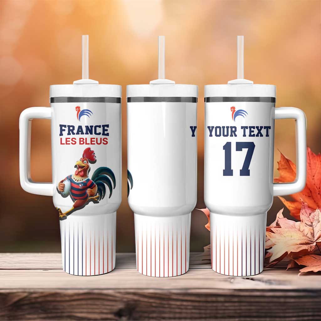 France Rugby Custom Tumbler With Handle Come on Les Bleus White Style
