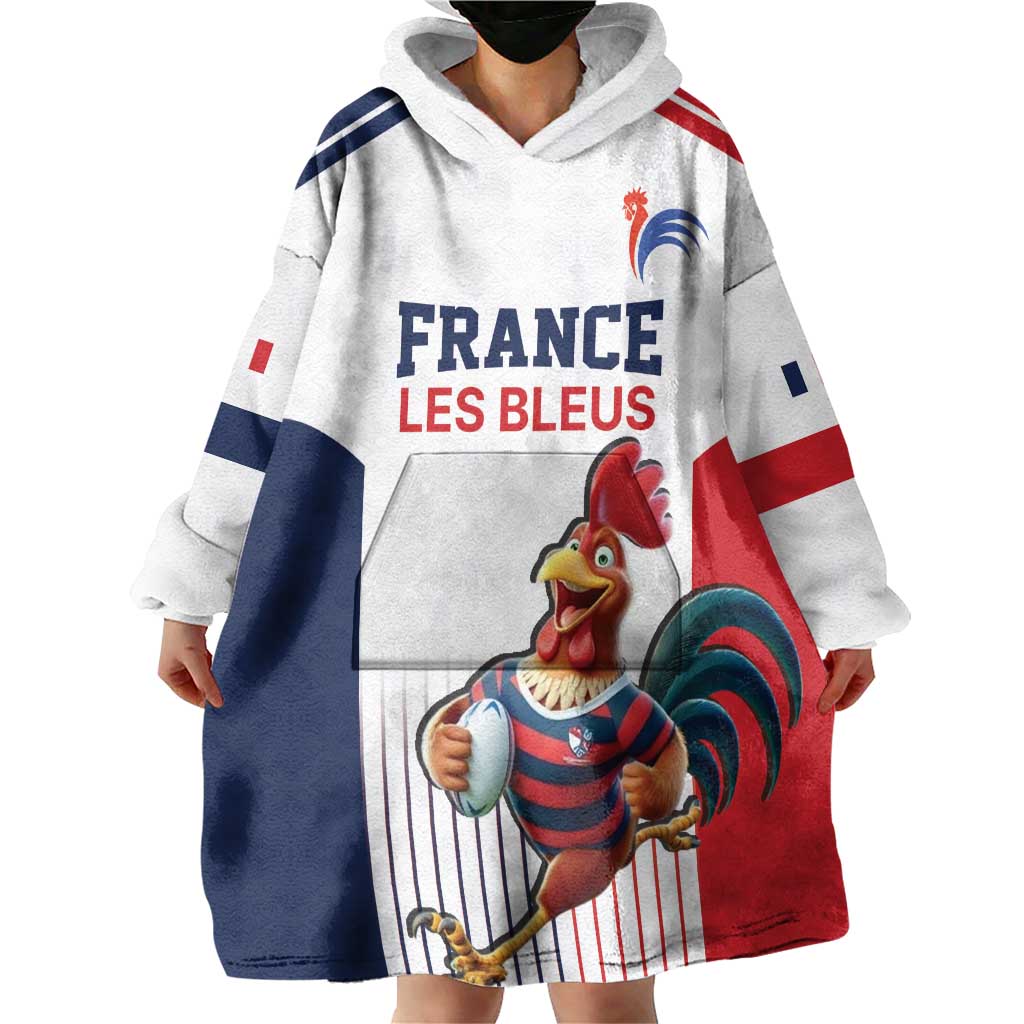 France Rugby Custom Wearable Blanket Hoodie Come on Les Bleus White Style