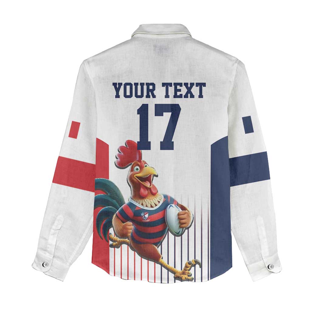 France Rugby Custom Women Casual Shirt Come on Les Bleus White Style