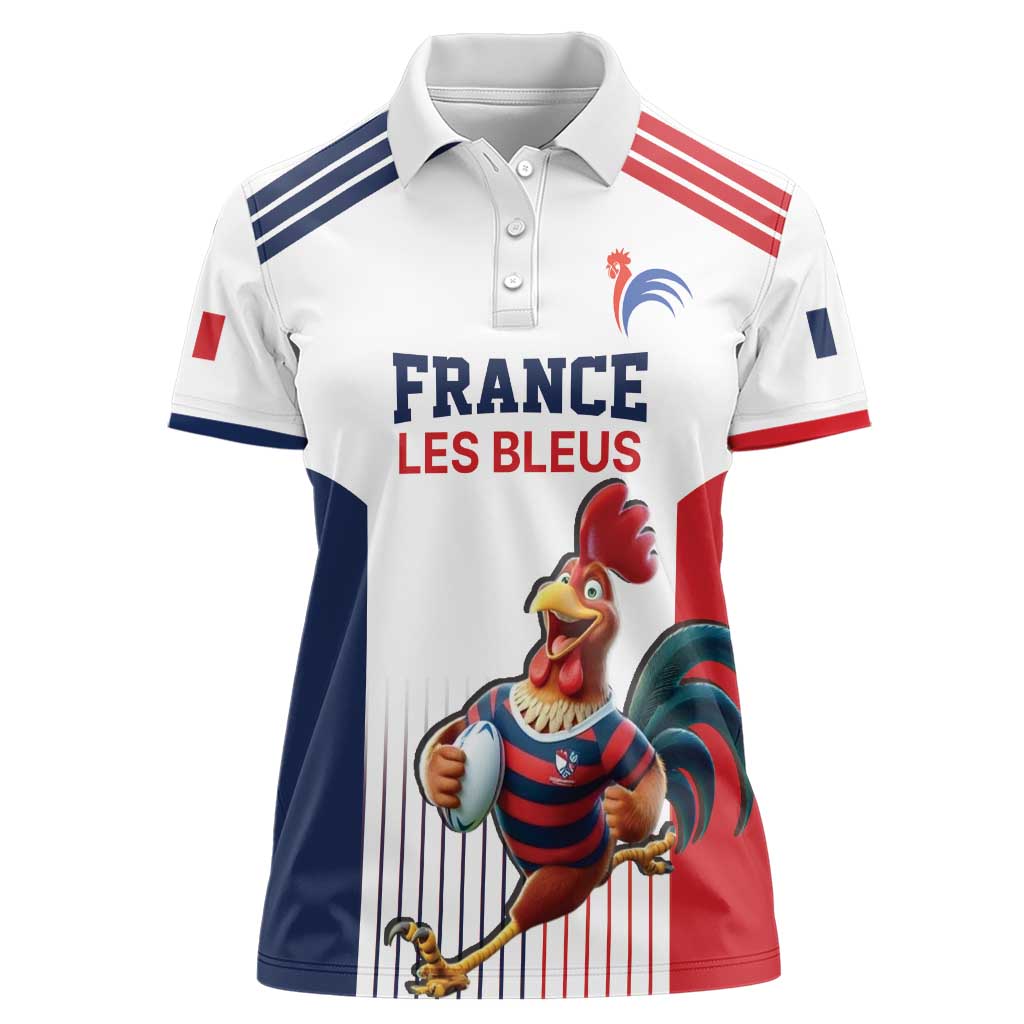France Rugby Custom Women Polo Shirt Come on Les Bleus White Style