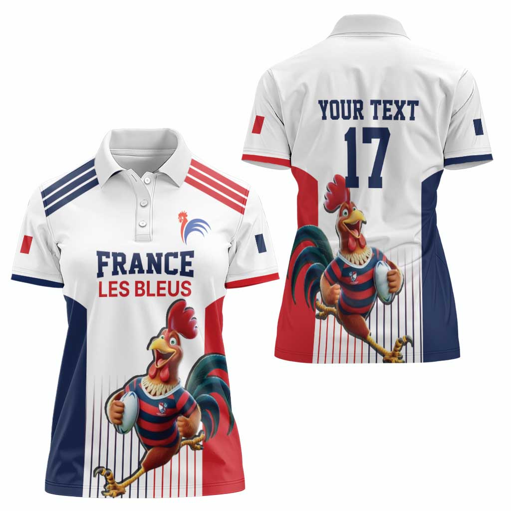 France Rugby Custom Women Polo Shirt Come on Les Bleus White Style