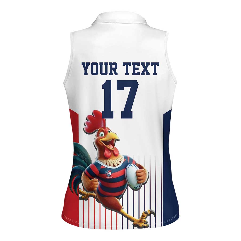 France Rugby Custom Women Sleeveless Polo Shirt Come on Les Bleus White Style