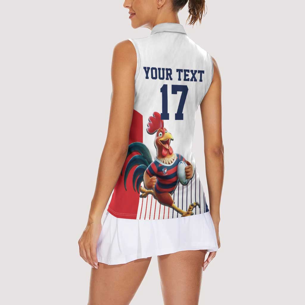 France Rugby Custom Women Sleeveless Polo Shirt Come on Les Bleus White Style