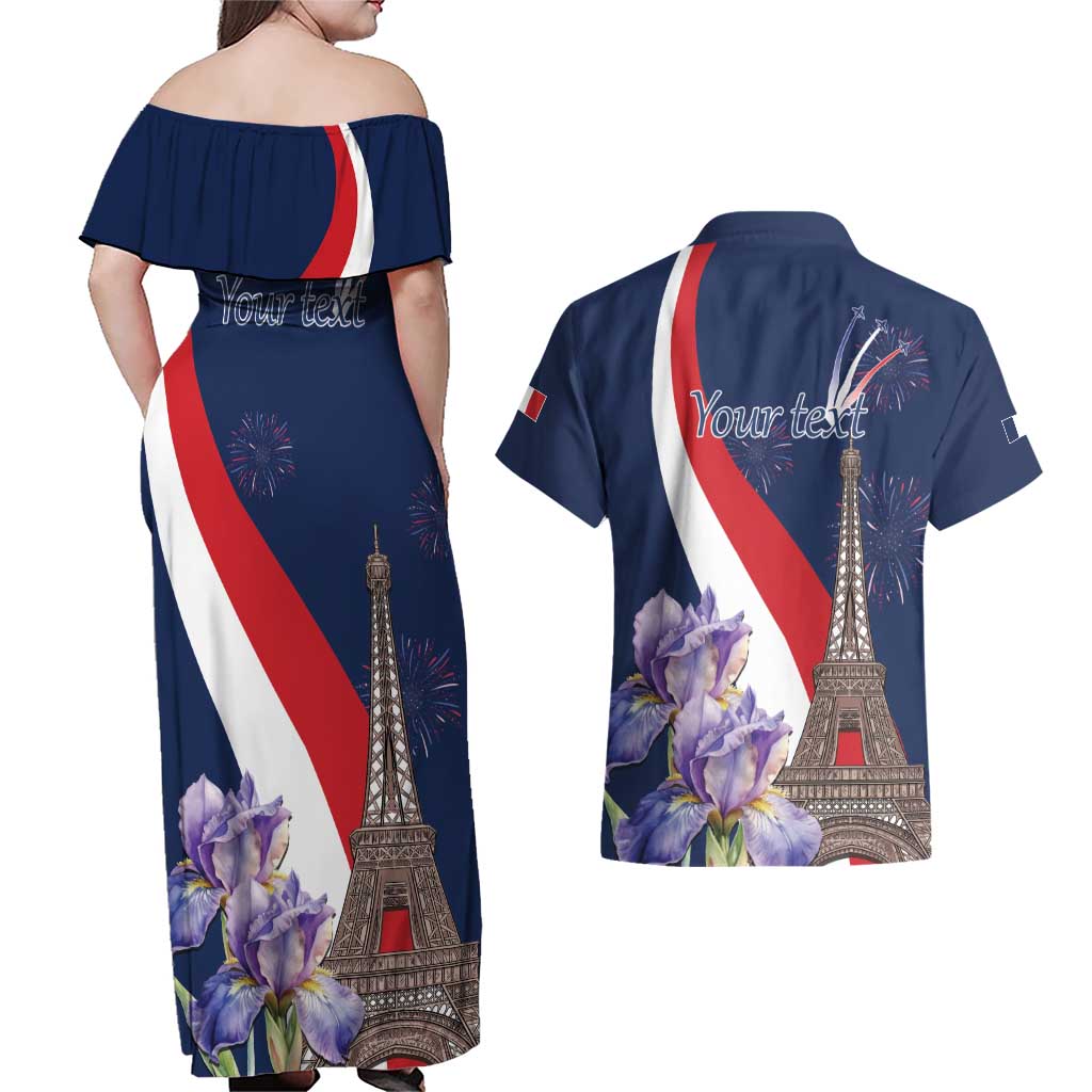 Personalized France Bastille Day Couples Matching Off Shoulder Maxi Dress and Hawaiian Shirt Le 14 Juillet
