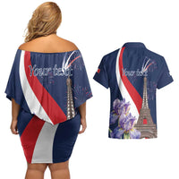Personalized France Bastille Day Couples Matching Off Shoulder Short Dress and Hawaiian Shirt Le 14 Juillet