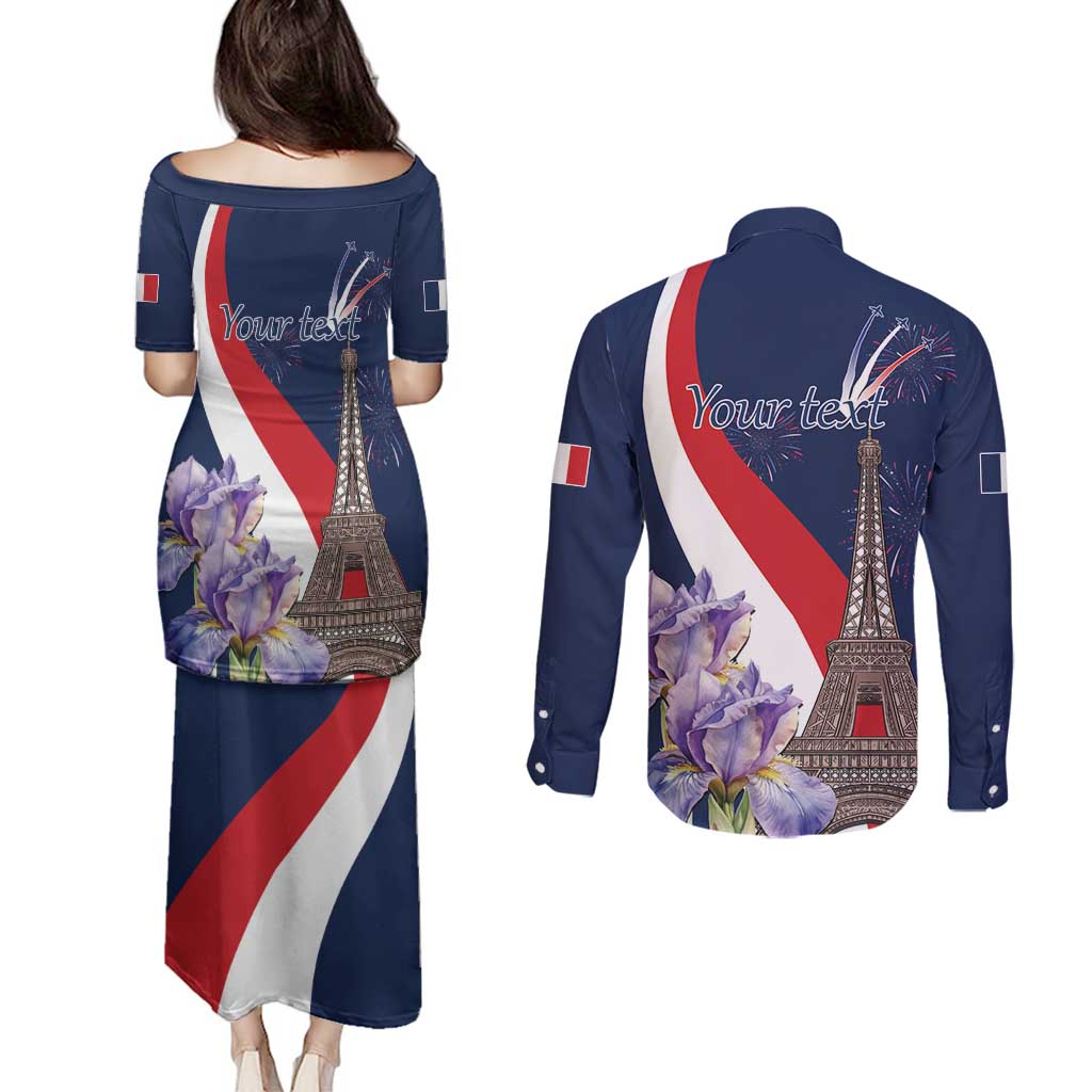 Personalized France Bastille Day Couples Matching Puletasi and Long Sleeve Button Shirt Le 14 Juillet