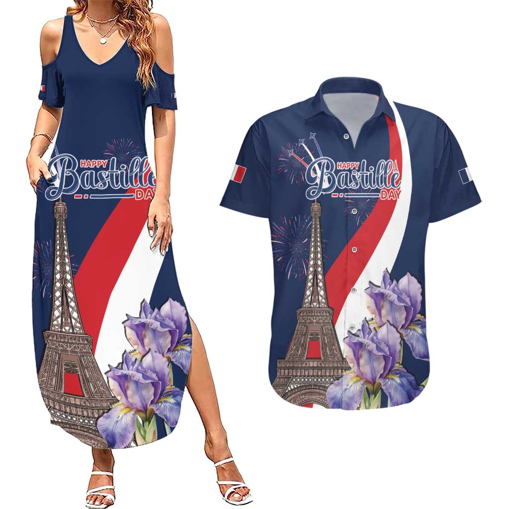 Personalized France Bastille Day Couples Matching Summer Maxi Dress and Hawaiian Shirt Le 14 Juillet
